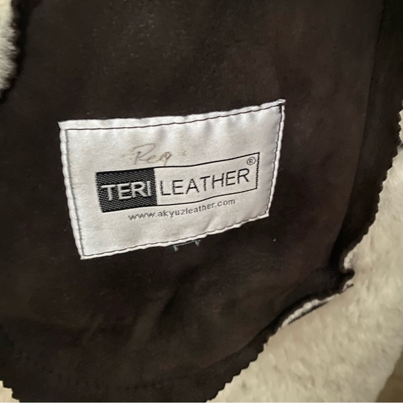 TERILEATHER Women’s Gorgeous Shearling Sheepskin Coat  Colarless Brown Suede S - Picture 8 of 11